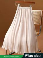 【Plus Size】 Solid Color A Line Skirt, Elegant Fashion Casual Midi Skirt for Daily Outdoor Wear, Women Plus Clothing for S...