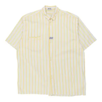 Hugo Boss Striped Short Sleeve Shirt - 2XL Yellow Cotton