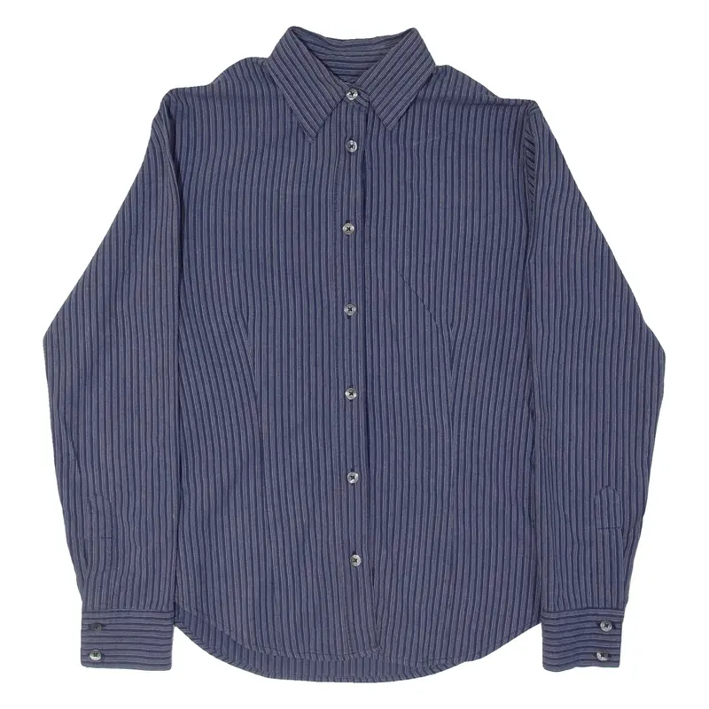CALVIN KLEIN JEANS Womens Flannel Shirt Blue Viscose Striped Long Sleeve S