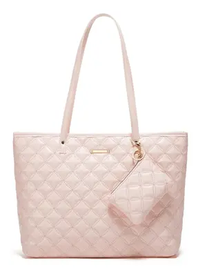 Women's Plain Color Quilted Tote Bag & Clutch Bag, Everything Tote Bag Set, Casual Trendy Shoulder Bag & Clutch Bag, Bag Set ...