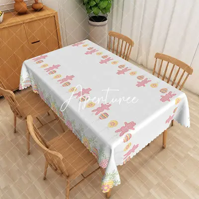 Aperturee Cute Easter Bunny Eggs Kindergarten Party Tablecloth, 52 x 70 inch, 30.82 USD, rectangle tablecloths, ZJY04972-A