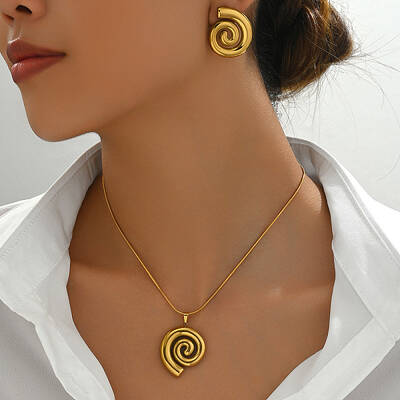 Vortex Brass Stud Earrings & Pendant Necklaces Sets for Women