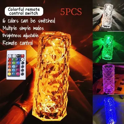 Romantic LED Rose Diamond Table Lamps For Bedroom Living Room Party Dinner Decor Creative Lights | style: Rechargeable | Colo...