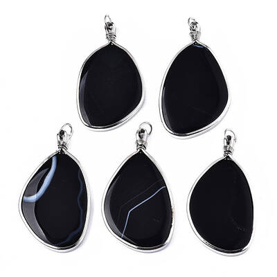 Natural Dyed & Heated Black Agate Big Pendants