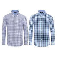 2-Pack Alimens & Gentle Men's Plaid Button Down Shirts Cotton Long Sleeve Dress Shirts Regular Fit Gingham Shirts Top Menswea...