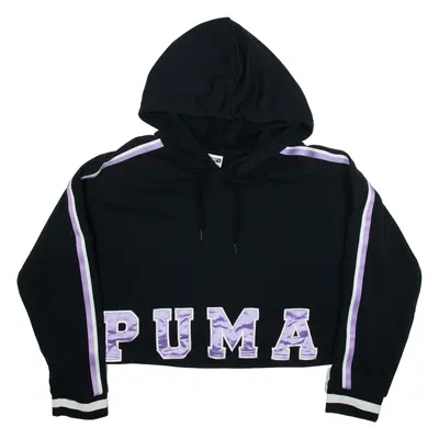 PUMA Cropped Womens Black Hoodie UK 14