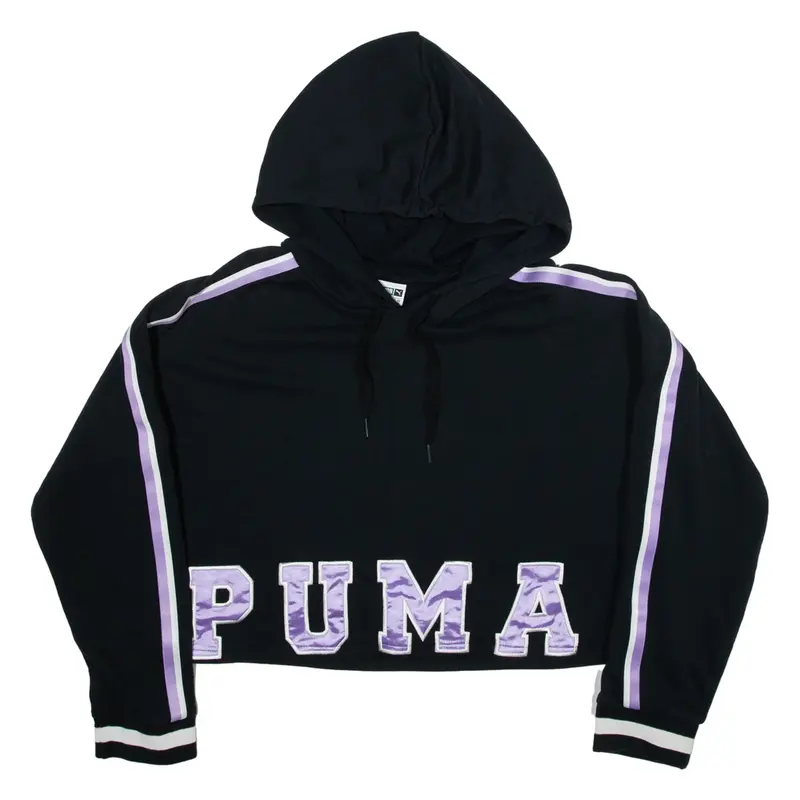 PUMA Cropped Womens Black Hoodie UK 14