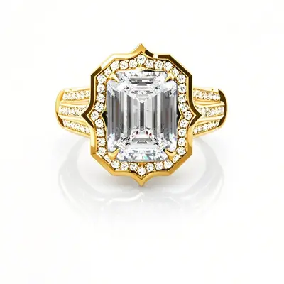 10K Gold 1.5 CT.T.W. Emerald Lab Created Diamond Custom Engagement Ring D VVS1-VS1 IGI Certified