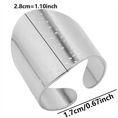 Non-Tarnish Minimalist 304 Stainless Steel Wide Band Cuff Open Rings for Women