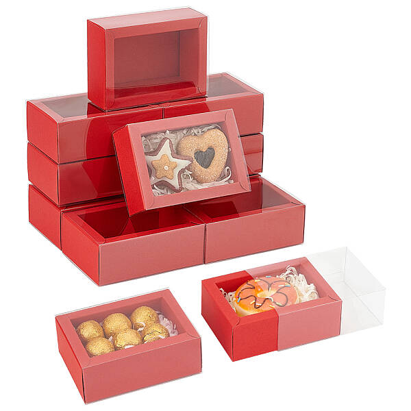 Foldable Paper Drawer Boxes with Clear Plastic Cover