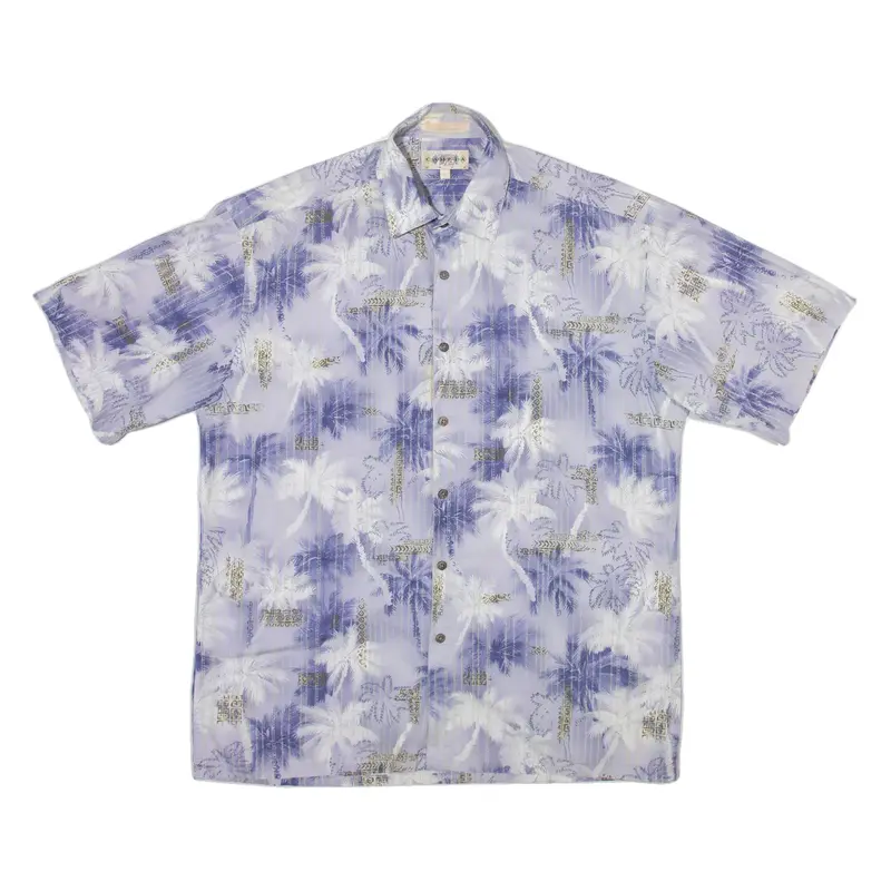 CAMPIA Mens Hawaiian Shirt Blue Floral L