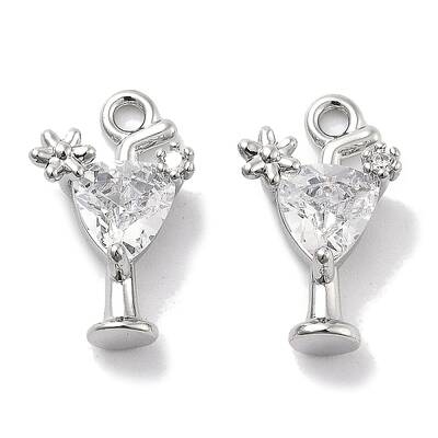 Brass Micro Pave Clear Cubic Zirconia Charms