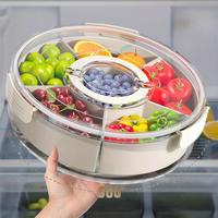 Modern Rotating Snack Biscuit Tray with Lid & Handle, 1 Box Multi-compartment Fruit & Vegetable Insulated Storage Box, Portab...