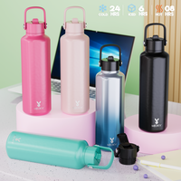 【Meoky 】24oz Hexagonal Stainless Steel Thermos Mug, Lightweight and Easy to carry, Soft Silicone Handle Design, Multifunc...