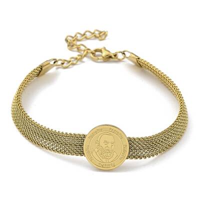 PVD Vacuum Plating 202 Stainless Steel Flat Round Link Chain Bracelets