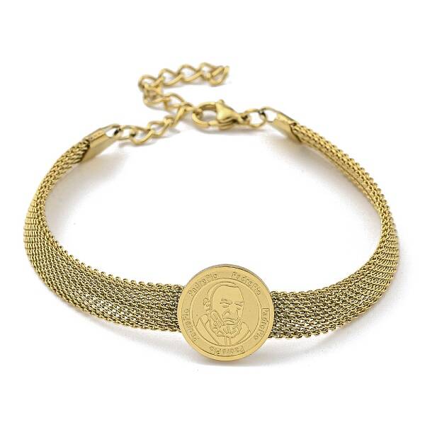PVD Vacuum Plating 202 Stainless Steel Flat Round Link Chain Bracelets