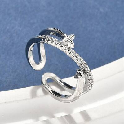 Brass Micro Pave Cubic Zirconia Cuff Rings