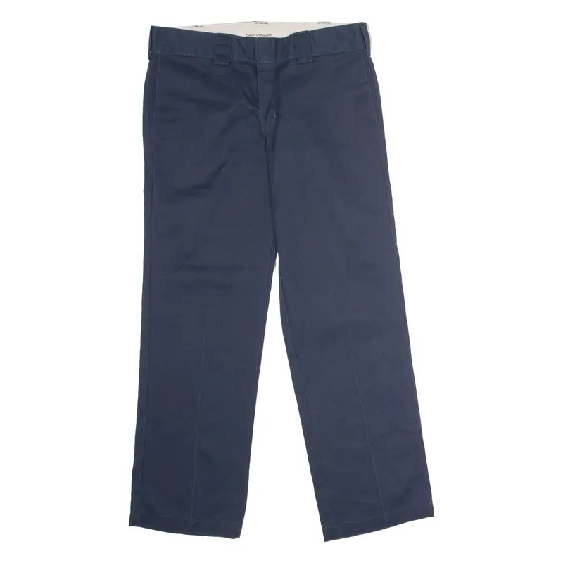 DICKIES Workwear Mens Twill Trousers Blue Slim Straight W32 L30