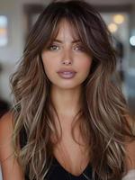 24 Inch Long Layered Cut Wigs for Women, Gorgeous Fluffy Wigs, Synthetic Full Machine Wigs for Party, Daily Use