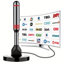 Digital TV Antenna For Smart TV Indoor, 2025 TV Antenna With Strong Magnetic Base, 360°&Long Range Reception HD TV Antenna F...