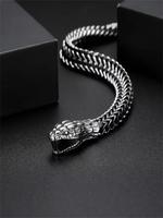 Punk Style Snake Design Stainless Steel Bracelet, Fashion Jewelry for Party, Daily Clothing Decor, Trendy All-match & Exquisi...