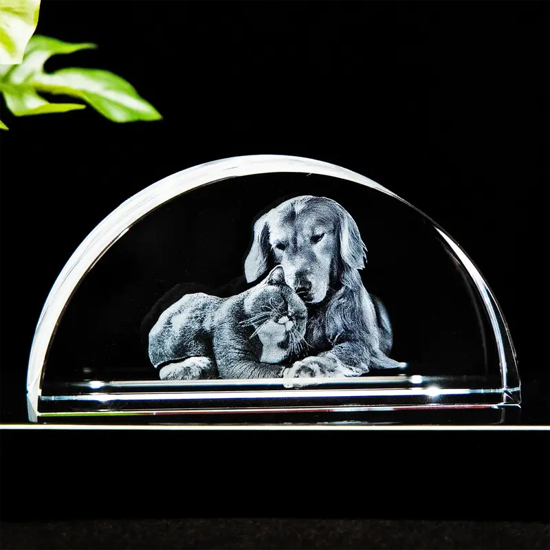 3D Pet Crystal Engraving - Crescent-4K HD / Medium