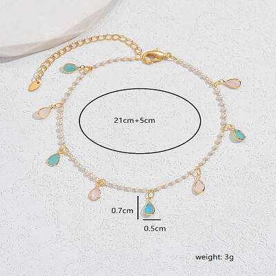 Boho Brass Micro Pave Cubic Zirconia Anklets for Women