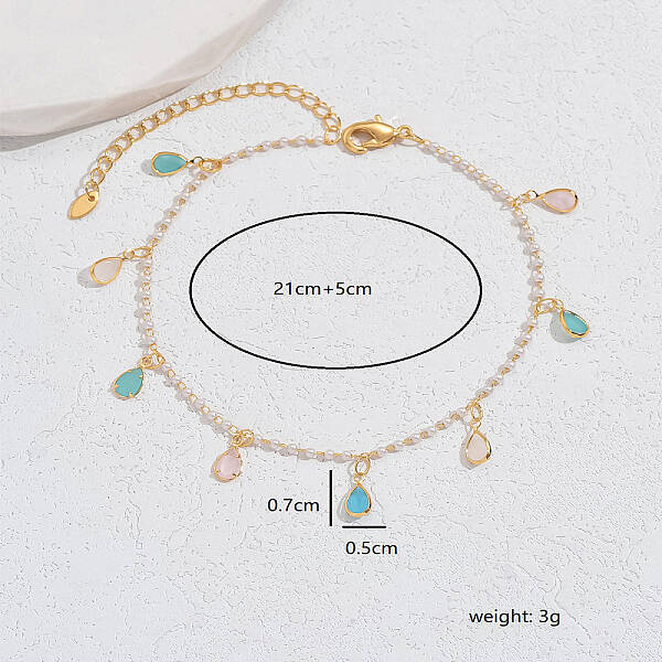 Boho Brass Micro Pave Cubic Zirconia Anklets for Women