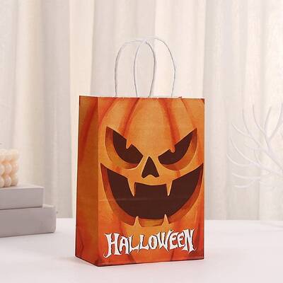 Halloween Paper Pumpkin Printed Tote Bags