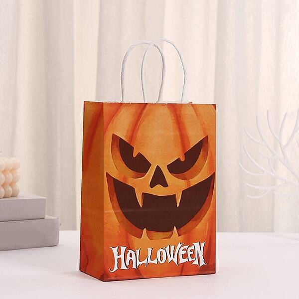 Halloween Paper Pumpkin Printed Tote Bags