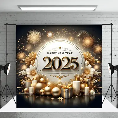 Aperturee Candles Flowers Welcome The New Year 2025 Backdrop - Aperturee