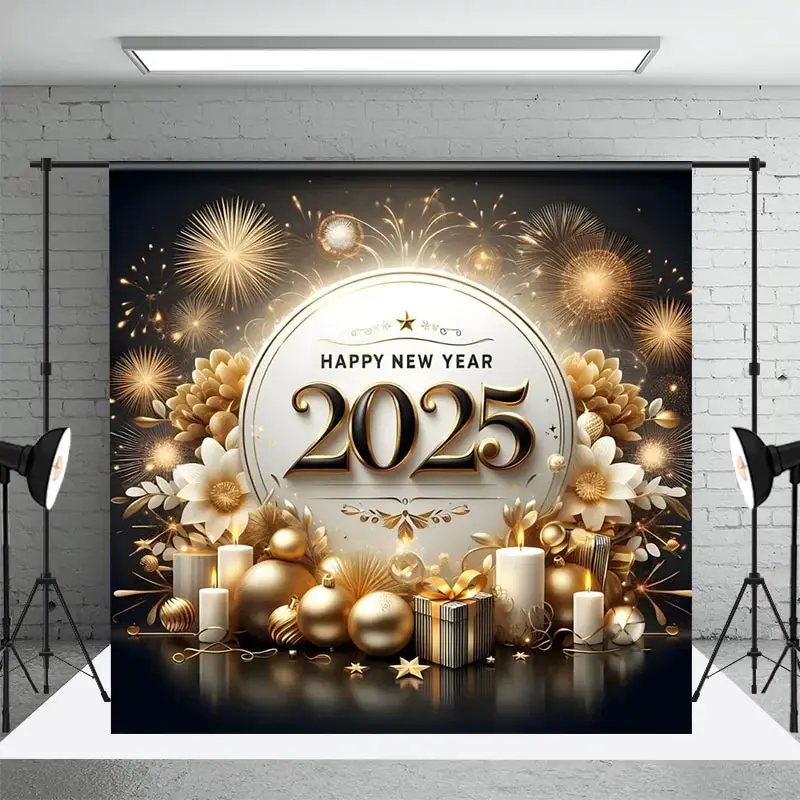 Aperturee Candles Flowers Welcome The New Year 2025 Backdrop - Aperturee