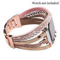 Fashionable Beaded Boho Bracelet Watch Band, Handmade Multilayer Wrap Watch Band for iWatch Bands Replacement, Smart Watch A...