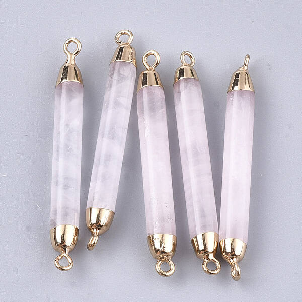 Electroplate Natural Rose Quartz Links connectors