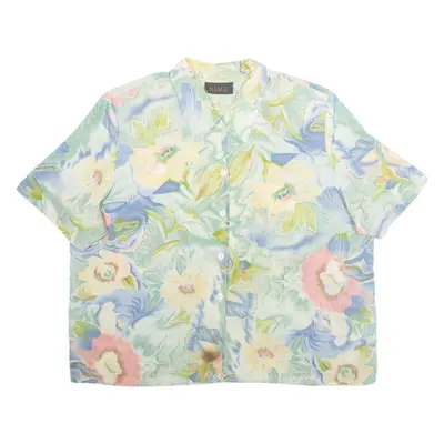 IMAGE Womens Printed Blouse Green Collared Floral 2XL