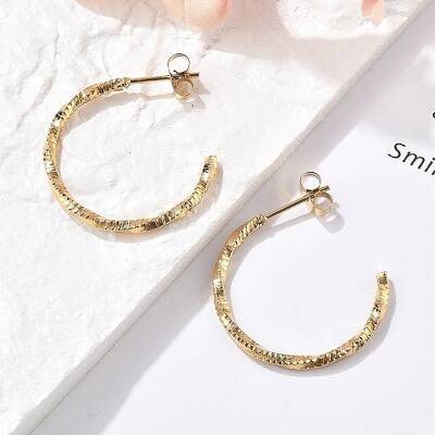 304 Stainless Steel C-Shaped Stud Earrings