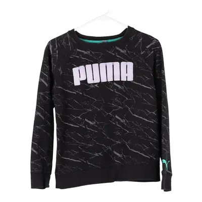 Age 14-16 Adidas Spellout Sweatshirt - Large Black Cotton Blend