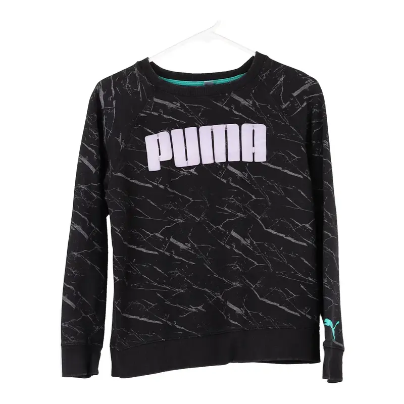 Age 14-16 Adidas Spellout Sweatshirt - Large Black Cotton Blend