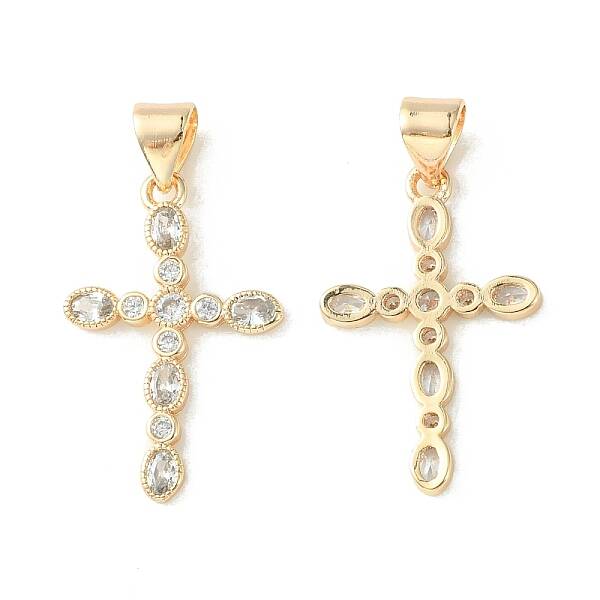 Brass Micro Pave Clear Cubic Zirconia Pendants
