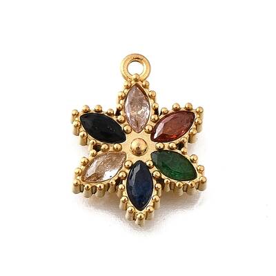 304 Stainless Steel Micro Pave Cubic Zirconia Pendants Charms