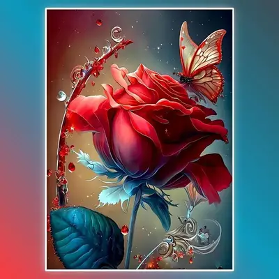 Flower & Butterfly Pattern DIY Diamond Art Colorful Painting without Frame, 5D Diamond Art Crafts Kit, Handmade Art Crafts f...