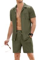 COOFANDY Men's 2 Pieces Shirt Sets Short Sleeve Casual Button Down Hippie T-Shirts Shorts Sets Summer Fashion Beach Outfits M...