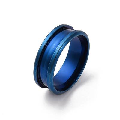 201 Stainless Steel Grooved Finger Ring Settings