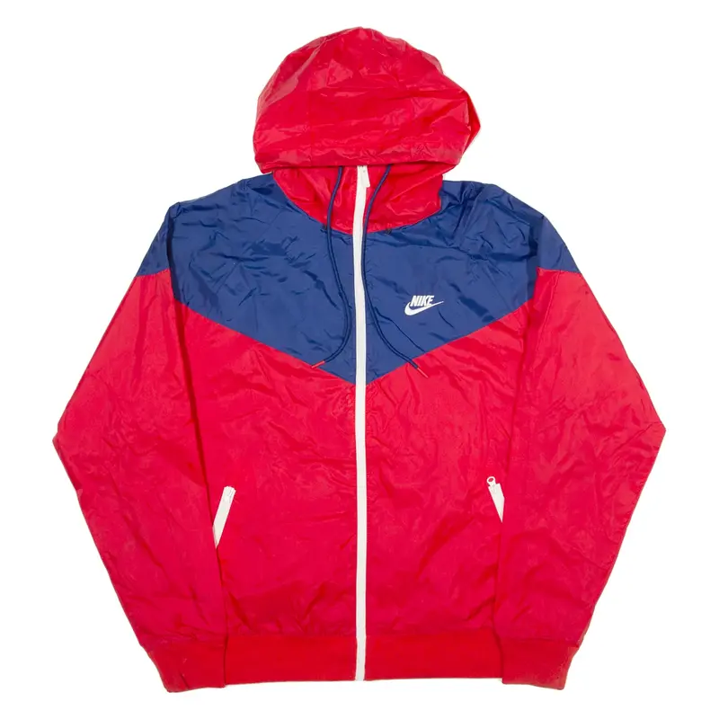 NIKE Mesh Lined Mens Jacket Red Nylon Hooded S