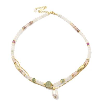 Natural Mixed Gemstone Round Beaded Necklaces