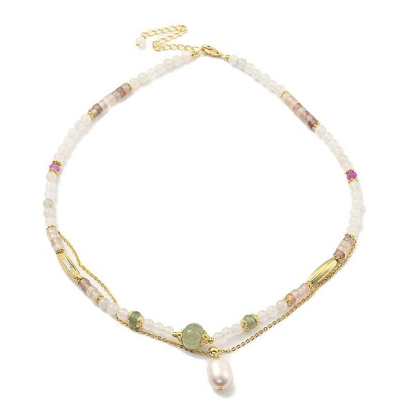 Natural Mixed Gemstone Round Beaded Necklaces