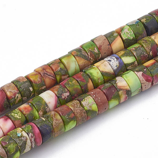 Synthetic Gold Line Imperial Jasper Beads Strands