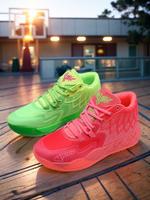 Unisex Basketball Shoes, Sporty Lace Up Non-slip Basketball Shoes, Breathable Comfortable Sports Shoes for Men & Women, Track...