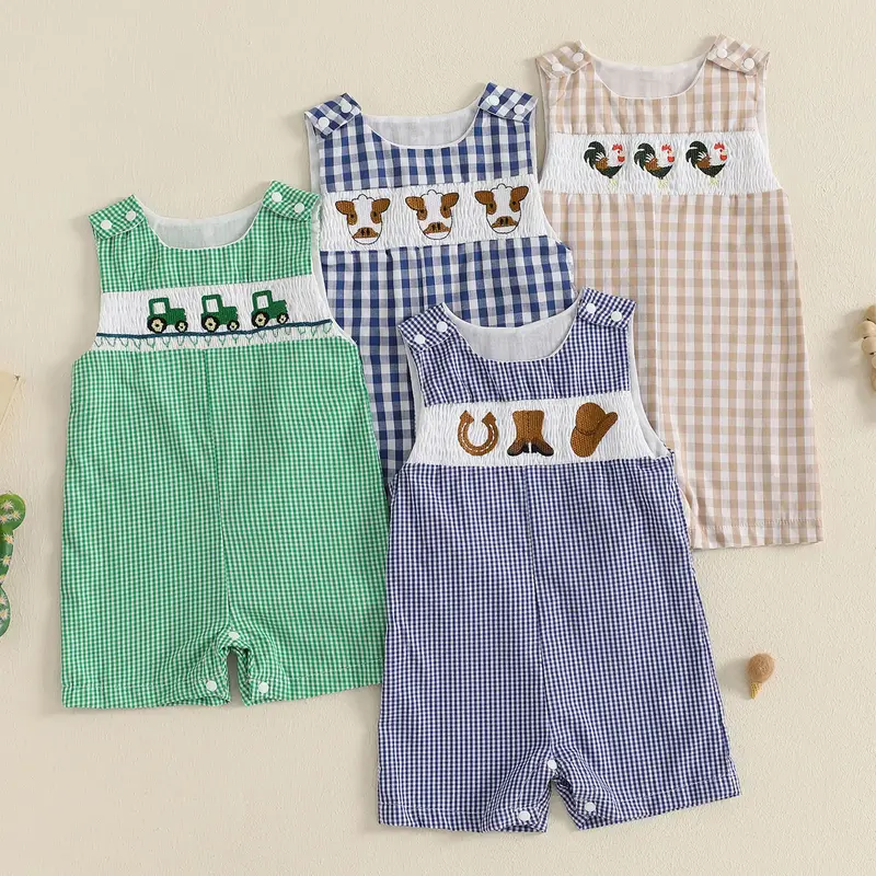 Infant Baby Boy Romper Shorts Truck Sleeveless Jumpsuit Overalls  Outfit Spring Summer Clothes