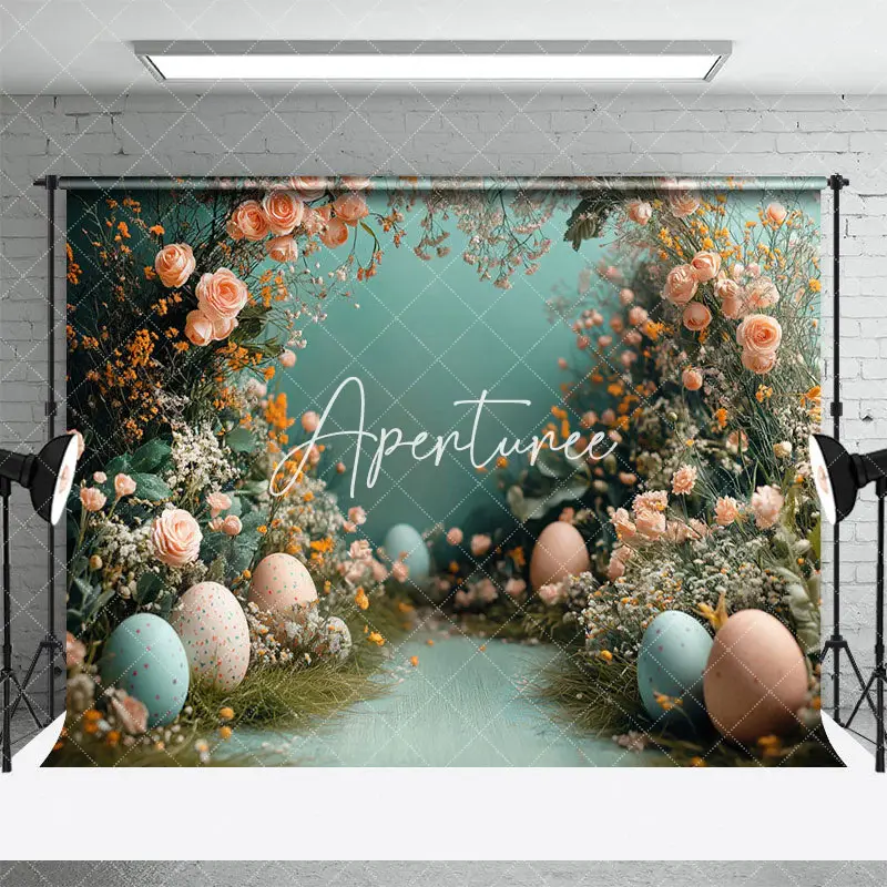 Aperturee Plant Floral Color Eggs Spring Easter Photo Backdrop, 3X2FT(1MX0.6M), 14 USD, easter backdrops, XQHD3X69-M